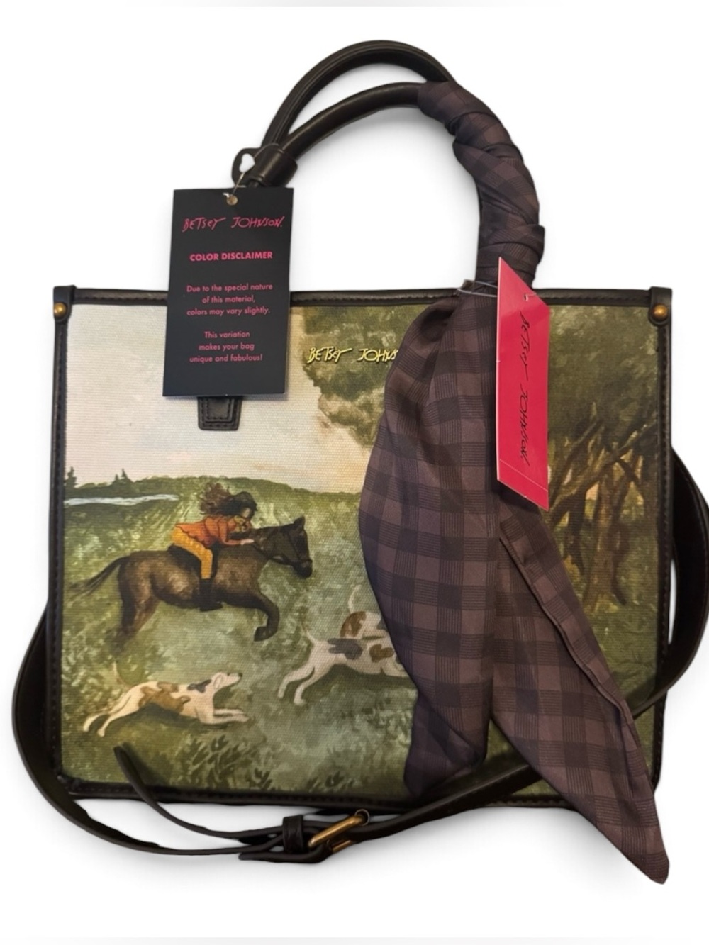COMING SOON Betsey Johnson equestrian Horse Hounds Scarf satchel CROSSBODY BAG